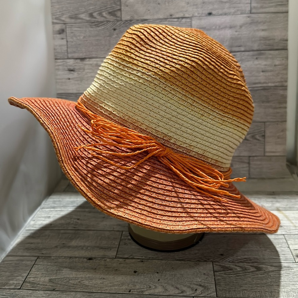 Orange straw summer beach garden hat